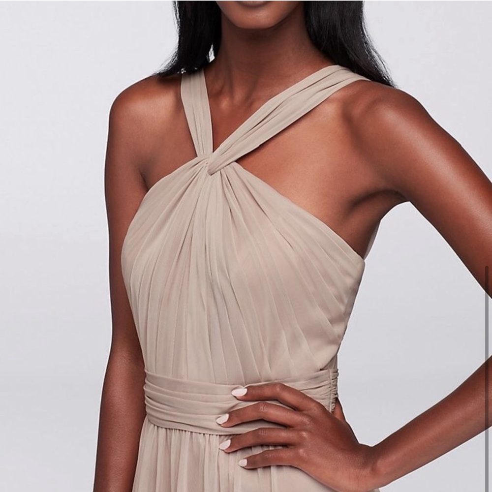 David's Bridal Halter Chiffon Lapis Dress - W11173 - 12 - Picture 10 of 11